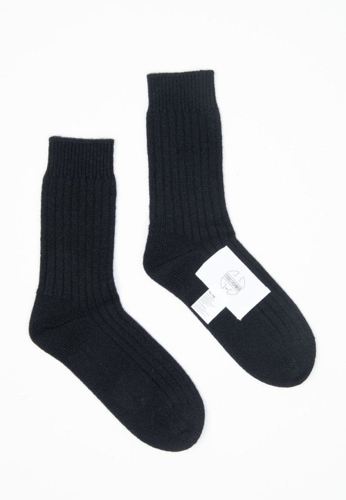 Chaussettes homme en cachemire 4 fils noir - UNI 13 - Bold Journey